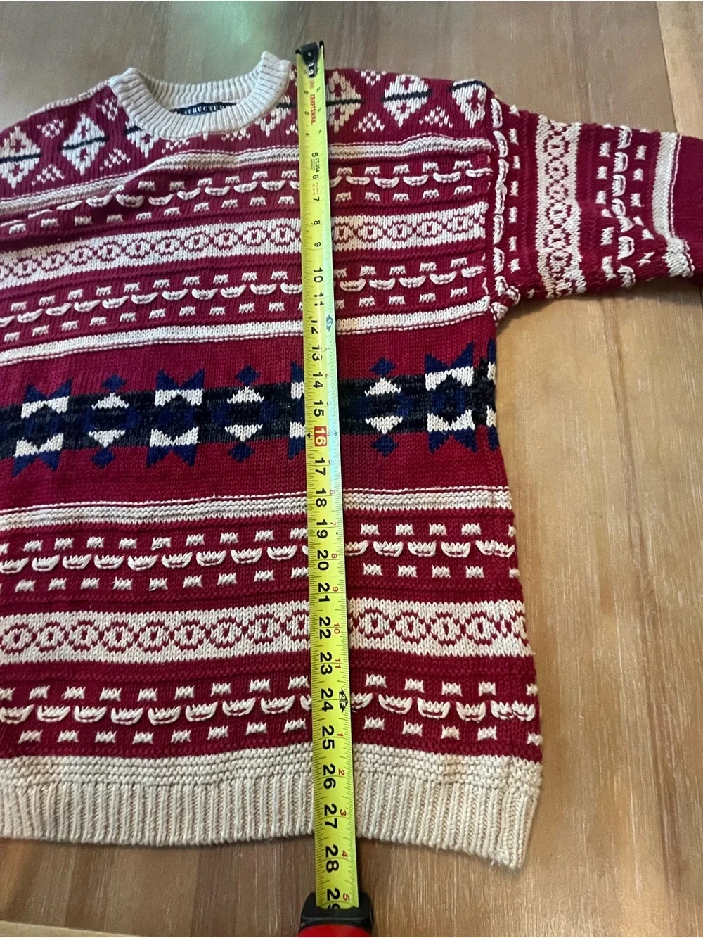 Vintage Structure chunky fair aisle, geometric knit pullover sweater 90’s SZ S